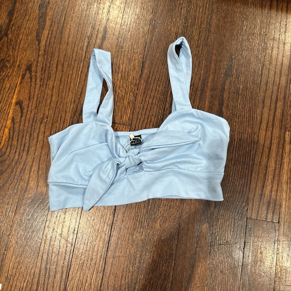 Light Blue Bow Detail Women's Top